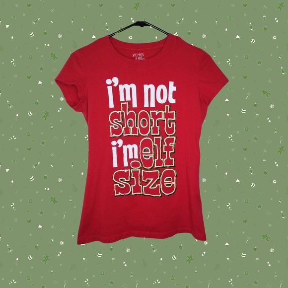 Juniors "I'm Not Short I'm Elf Size" Holiday Tee, Medium - Picture 1 of 2